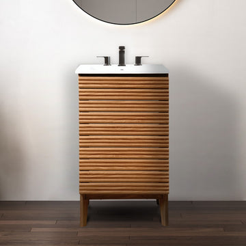 Calandre Thin Linear Slat Modern Farmhouse 2-Shelf Bath Vanity Cabinet Only (Sink Basin not Included) - JONATHAN Y